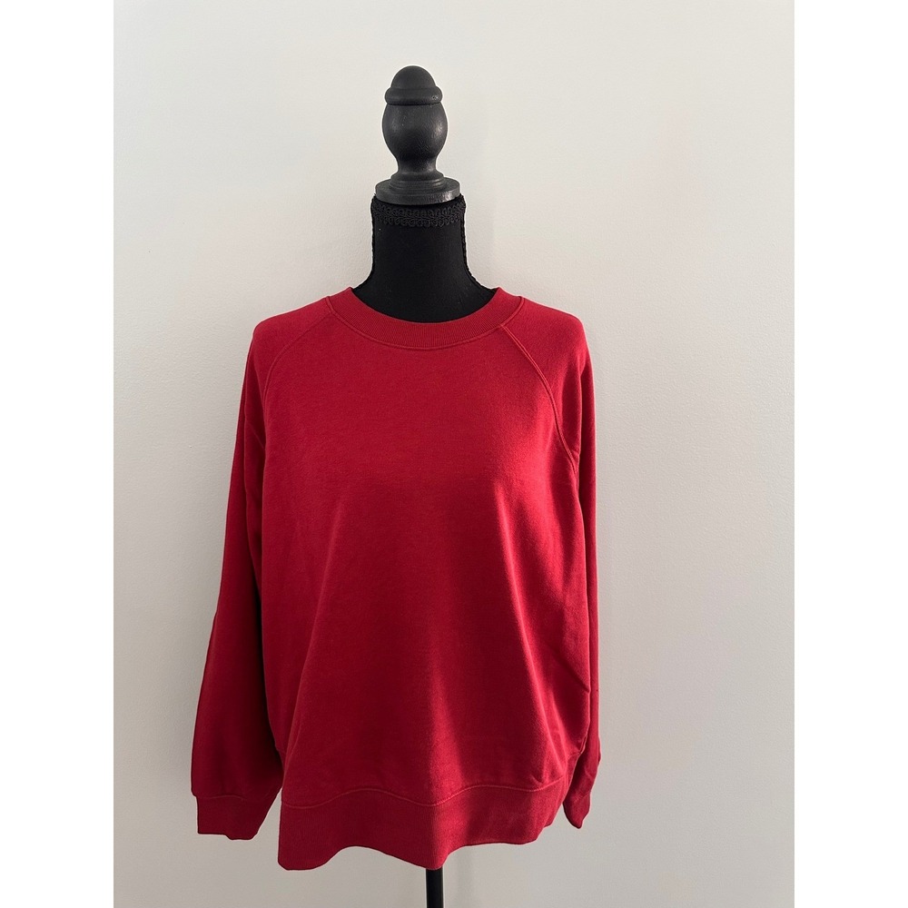 Old‎ Navy Womens Red Raglan Sleeve Crewneck Sweatshirt Pullover Large Solid L